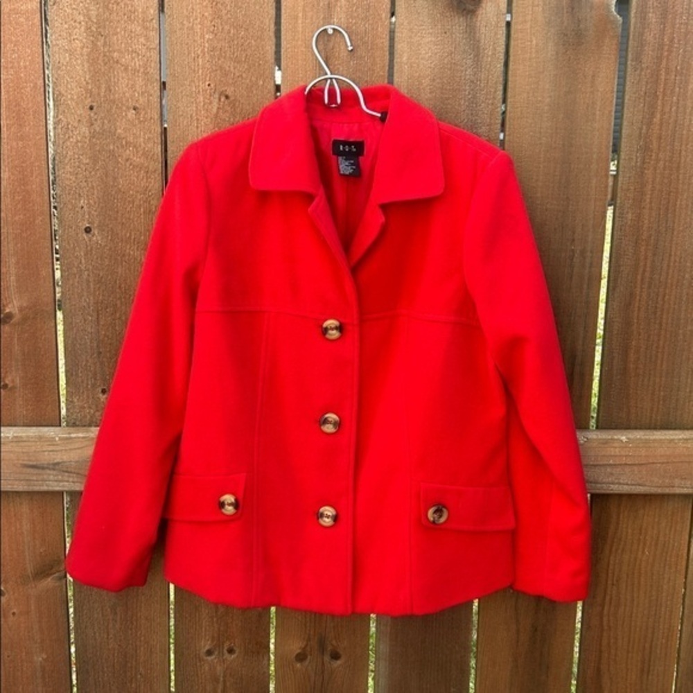 R.Q.T. Preppy Casual Red Peacoat Size 12